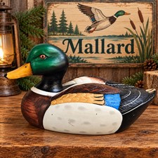 Vintage Hand Painted Porcelain Mallard Duck Figurine 12 inch  picture