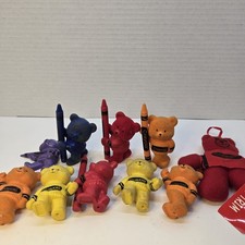 Vtg 1980s Crayola Crayon Flocked Bear Mini Figure Binney & Smith Mixed Set Read picture