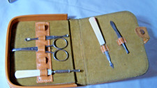 Vintage Leather Case w Manicure Tools  picture