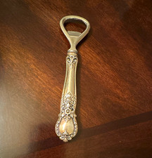 Wm. A. Rogers Stainless Bottle Opener w/ Sterling Handle Floral, Breweriana picture