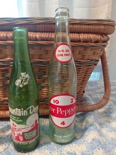  Vintage 10 oz Mountain Mt Dew Hillbilly Bottle And Vintage Dr Pepper 12 Oz picture