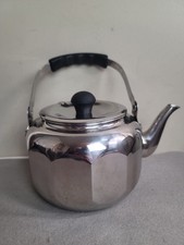 Farberware Vintage Stainless Steel Tea Pot Kettle 7020 2 Quart Beveled Korea picture