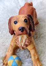 Franklin Mint Puppy Dog Figurine  VTG 1987 Cocker Spaniel w Ball New Estate picture