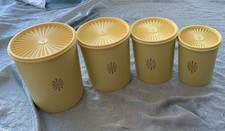 Vintage TUPPERWARE Servalier Canister Set with lids Harvest Yellow - Set of 4 picture