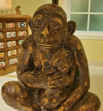 Chimpanzee Mother and Baby Vintage Lamp Beautiful. Collectors Special picture