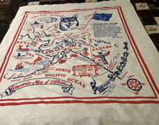 Vintage 1950s, MCM  Alaska Souvenir Tablecloth 48