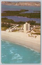 Vintage Statler Hilton Inn Sarasota Florida Aerial Lido Beach Postcard 1960s picture