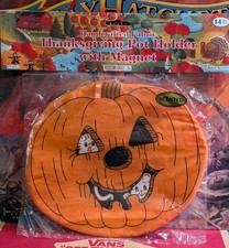 Vintage Handcrafted Fabric Pumpkin Jack O Lantern Pot Holder Halloween Decor NOS picture