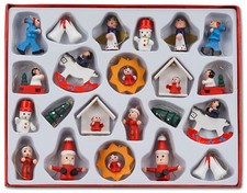 BRUBAKER Wooden Christmas Tree Ornaments - 22 Pieces - Hand-Painted Figurines -  picture