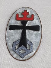 Vintage Mimi Goudro Enamel Brooch Pin Mid Century Modern Constructivist Cross picture