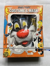 VTG Ben Cooper Sylvester Halloween Costume Mask Box Looney Tunes Medium 8-10 80’ picture