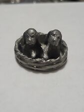Spoontiques Pewter Puppies Puppy Dog Wicker Basket Diorama Miniature Figurine picture