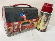 VINTAGE FIRE HOUSE LUNCHBOX AND THERMOS picture