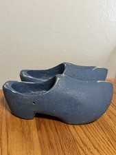 Vintage Dutch Blue Wooden Shoes 23cm 9
