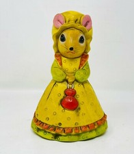 Vintage 1970’s Chalkware Hand Painted Mouse Lorrie Design Piggy Bank 6.5