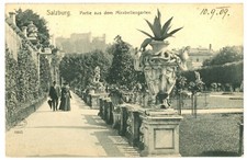 Salzburg Austria Mirabell Gardens Hohensalzburg Fortress Postcard 1909 Posted picture