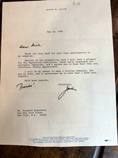 Jacob K. Javits Signed Campaign Letter, May 19 1980 (Not Authenticated) picture