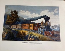 Vintage Early American Transportation Lithographs (4) Trains, Ships Buggy picture
