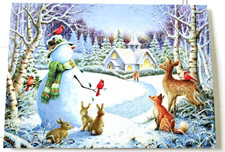 Christmas Card Brother Sister Design Glitter Deer Fox Cardinal Bunnies Church picture