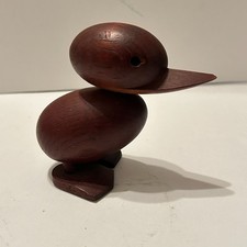 Vtg Hans Bolling Mid Century Modern Carved Wooden Duck 3.5