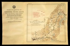 1915 Antique Northern Pacific Railroad Map Spokane Washington Coeur d'Alene ID picture