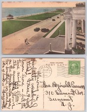 Spring Lake NJ Boulevard & Beach The Essex & Sussex Hand Colored Postcard 1934 picture