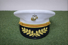 USMC Visor Crusher Cap Field Grade White Officer Service Dress Hat All Sizes picture