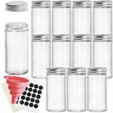 Tebery 12 Pack Round Spice Bottles 3oz Glass Jars with 4oz, clear picture