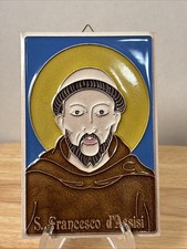 Creazioni Luciano St Francis Assisi 3D Relief Ceramic Plaque Tile Vietri Italy picture