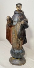 antique 17th century handmade ST VINCENT FERRER carved wood sculpture statue picture