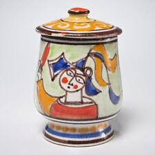 Desimone Italian Pottery Hand Painted Multicolor Cubist Covered Tea Jar Pot Box picture