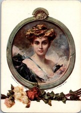 1906 Antique Wide Swap Playing Card An Oval Portrait of a Young Lady. picture