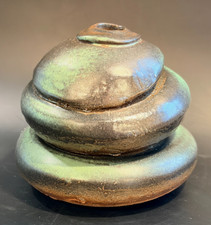 Hand Thrown Ceramic Cairn Stone Stack Bud Vase Handmade Studio Pottery 4