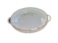 Antique Mercer Gold Trim Floral Round Covered Serving Dish picture