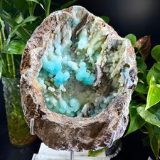 17.6LB rare Natural Museum hemimorphite Quartz crystal Mineral specimen+stand picture