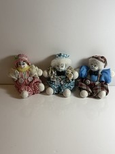Vintage Hubao Porcelain Head Clown Dolls Mini Hand Size 4.5 Vintage Set Of 3 picture