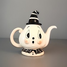 🖤🤍New Johanna Parker Nostalgia Halloween Gus Ceramic Teapot HTF picture