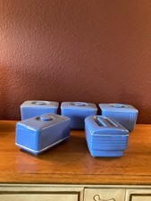 Vintage Westinghouse Hall China Refrigerator Covered Dishes Delphinium Blue 10pc picture