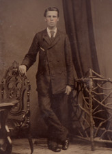 Antique CDV 6th Plate Tintype Studio Vignette Handsome Young Man Standing #1409 picture