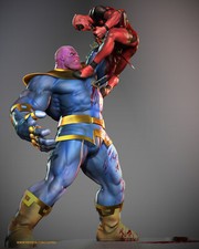 Deadpool vs Thanos Resin Sculpture Statue Model Kit Unpainted/Unassembled picture
