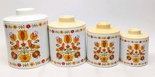 Vintage Ransburg Nesting Canister Set of 4 Kitchen Storage Containers Retro picture