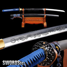 elegant blue T10 steel Japanese samurai katana warrior practical sword full tang picture