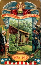 1907-10's FOURTH 4th of JULY GREETINGS REVOLUTIONARY HEADQUARTERS ANGEL POSTCARD picture