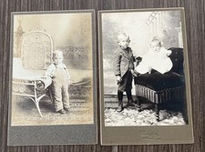 2 Antique 1890'S CABINET CARD Siblings Brother Sister Kids Boots picture