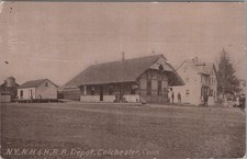 NY NH & HRR Railroad Depot Colchester CT 1910s Train Station Postcard picture