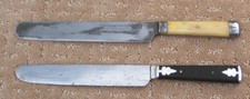 Pair of 19th Century table knives Bone & Ebony Wood handles USA Used picture