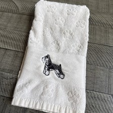 Mini Giant Gray Schnauzer Breed Embroidered Towel Cream Pawprint picture