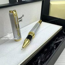 BID MB Victor Hugo Silver Barley Gold Trim Writers Edition Rollerball Pen picture