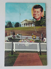 JFK Assassination Memorial Postcard John F Kennedy Grave Arlington c1964 picture