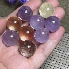 9pc Citrine / Purple stone crystal ball sphere polished Mineral Specimen 59g A11 picture